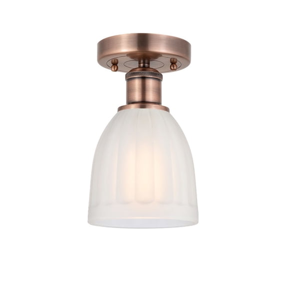 Innovations Lighting Brookfield - 1 Light 6" Semi-Flush Mount Antique Copper/White