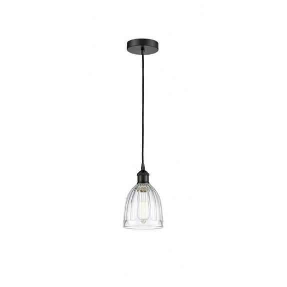 616-1P-BK-G442 Innovations Lighting Brookfield - 1 Light Cord Hung Mini Pendant In Industrial Style-9.75 Inches Tall and 5.75 Inches Wide-Matte Black