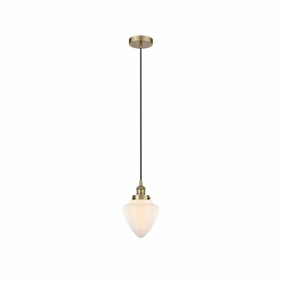 Innovations Lighting Bullet - 1 Light 7" Cord Hung Mini Pendant Antique Brass/Matte White