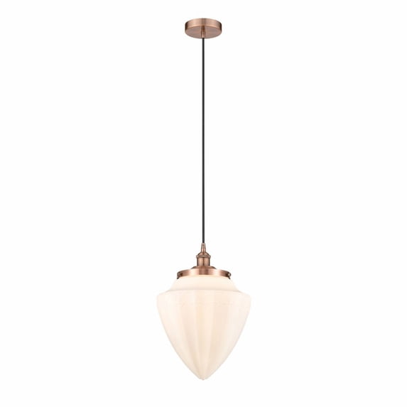 Innovations Lighting Bullet - 1 Light 12" Cord Hung Mini Pendant Antique Copper/Matte White