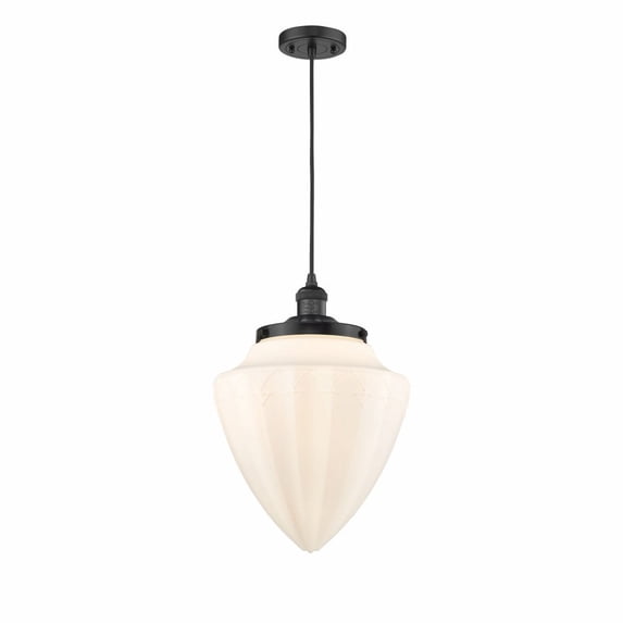 Innovations Lighting Franklin Restoration Bullet - 1 Light 12" Cord Hung Mini Pendant Matte White/Matte Black