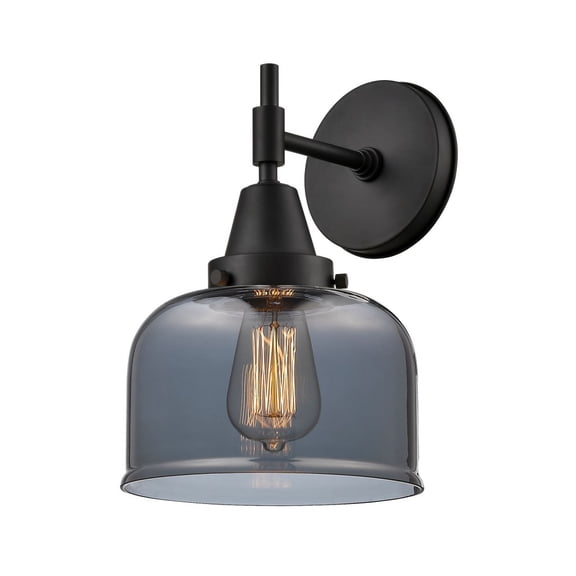 447-1W-BK-G73 Innovations Lighting Caden - 1 Light Wall Sconce-11 Inches Tall and 8 Inches Wide-Matte Black Finish-Light Smoke Glass Color