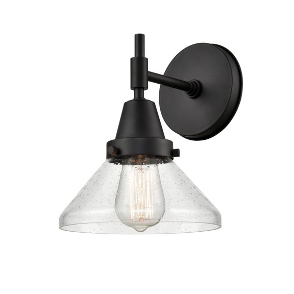 447-1W-BK-G4474 Innovations Lighting Caden - 1 Light Wall Sconce-9.25 Inches Tall and 8 Inches Wide-Matte Black Finish-Seedy Glass Color