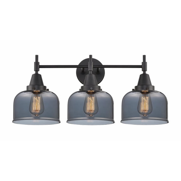 447-3W-BK-G73 Innovations Lighting Caden - 3 Light Bath Vanity-11 Inches Tall and 26 Inches Wide-Matte Black Finish-Light Smoke Glass Color