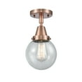 thumbnail image 1 of Innovations Lighting  Caden Beacon - 1 Light 6" Flush Mount Antique Copper/Seedy, 1 of 5