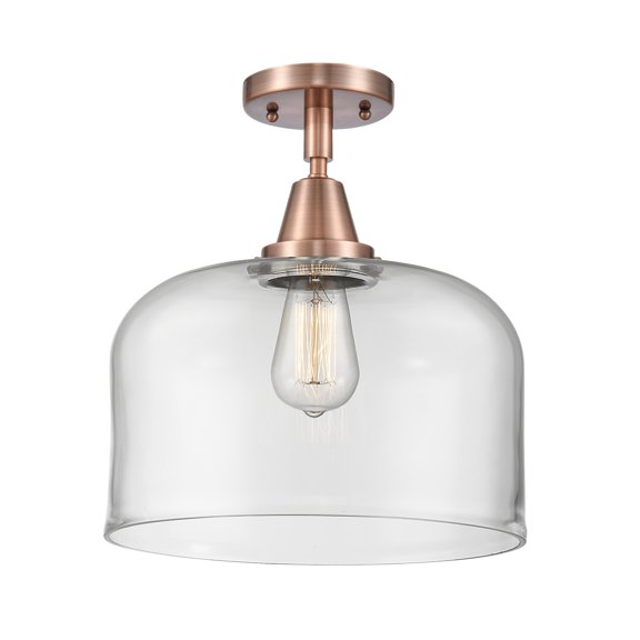 Innovations Lighting Caden Bell - 1 Light 12" Flush Mount Clear/Antique Copper