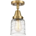 thumbnail image 1 of Innovations Lighting  Caden Bell - 1 Light 5" Flush Mount Deco Swirl/Brushed Brass, 1 of 5