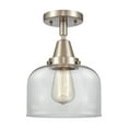 thumbnail image 1 of Innovations Lighting  Caden Bell - 1 Light 8" Flush Mount Clear/Brushed Satin Nickel, 1 of 5