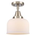 thumbnail image 1 of Innovations Lighting  Caden Bell - 1 Light 8" Flush Mount Matte White/Brushed Satin Nickel, 1 of 5