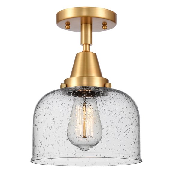 Innovations Lighting  Caden Bell - 1 Light 8" Flush Mount Satin Gold/Seedy