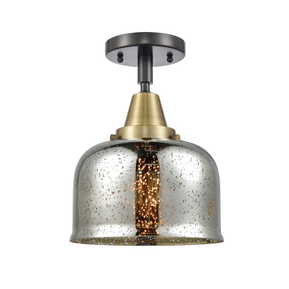 Innovations Lighting Caden Bell - 1 Light 8" Flush Mount Silver Plated Mercury/Black Antique Brass