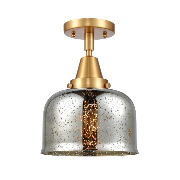 Innovations Lighting Caden Bell - 1 Light 8" Flush Mount Silver Plated Mercury/Satin Gold