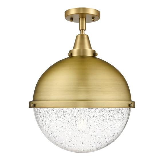 Innovations Lighting Caden Hampden - 1 Light 13" Flush Mount Brushed Brass/Seedy