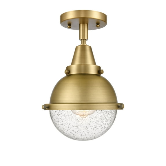 Innovations Lighting Caden Hampden - 1 Light 7" Flush Mount Brushed Brass/Seedy