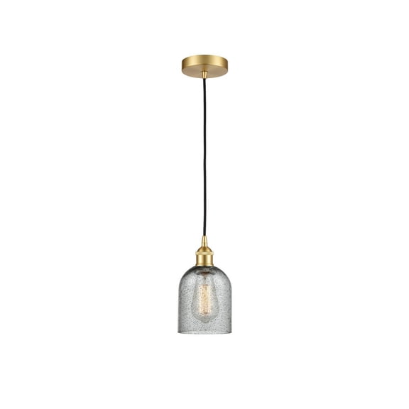 616-1P-SG-G257 Innovations Lighting Caledonia - 1 Light Cord Hung Mini Pendant In Industrial Style-9.75 Inches Tall and 5 Inches Wide-Satin Gold