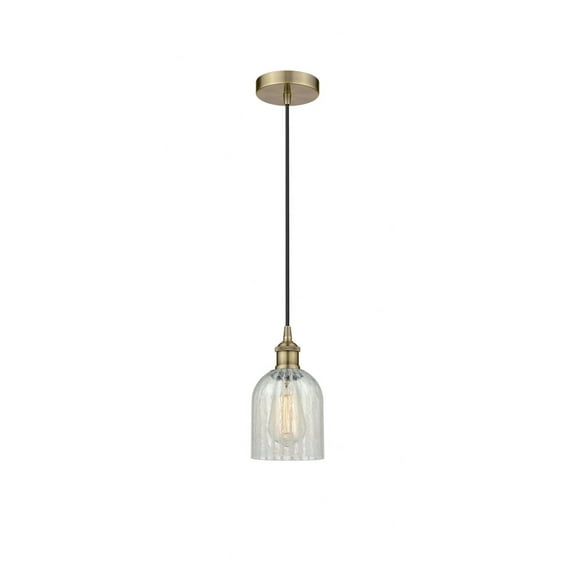616-1P-AB-G2511 Innovations Lighting Caledonia - 1 Light Cord Hung Mini Pendant In Industrial Style-9.75 Inches Tall and 5 Inches Wide-Antique Brass