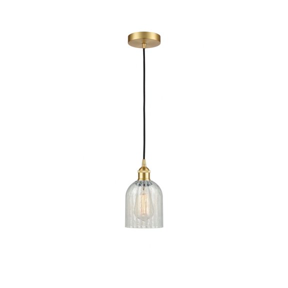 616-1P-SG-G2511-Innovations Lighting-Caledonia - 1 Light Cord Hung Mini Pendant In Industrial Style-9.75 Inches Tall and 5 Inches Wide-Satin Gold