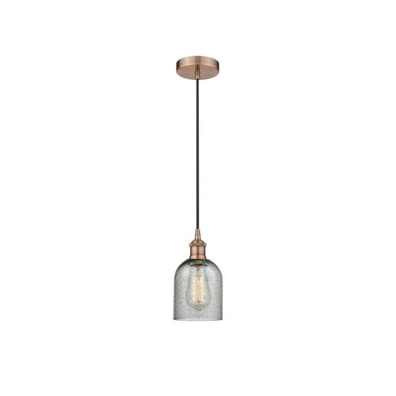 616-1P-AC-G257-Innovations Lighting-Caledonia - 1 Light Cord Hung Mini Pendant In Industrial Style-9.75 Inches Tall and 5 Inches Wide-Antique Copper