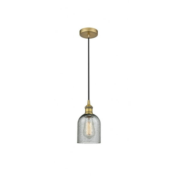 616-1P-BB-G257 Innovations Lighting Caledonia - 1 Light Cord Hung Mini Pendant In Industrial Style-9.75 Inches Tall and 5 Inches Wide-Brushed Brass