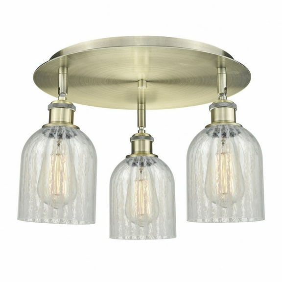 Innovations Lighting  Caledonia - 3 Light 17" Flush Mount Mouchette/Antique Brass
