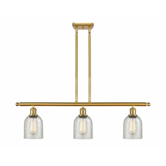 516-3I-SG-G259 Innovations Lighting Caledonia - 3 Light Island In Industrial Style-10 Inches Tall and 36 Inches Wide-Satin Gold Finish-Mica Glass