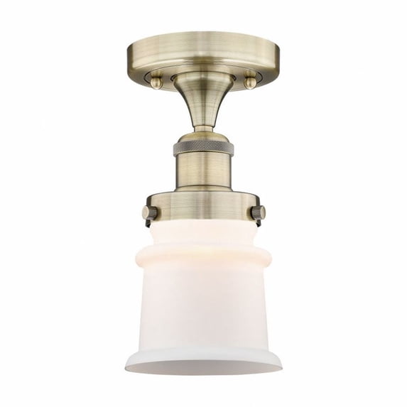 Innovations Lighting Canton - 1 Light 5" Semi-Flush Mount Antique Brass/Matte White