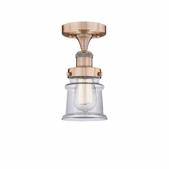 Innovations Lighting Canton - 1 Light 5" Semi-Flush Mount Clear/Antique Copper