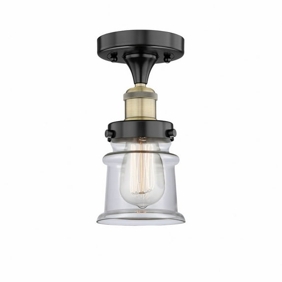 Innovations Lighting Canton - 1 Light 5" Semi-Flush Mount Clear/Black Antique Brass