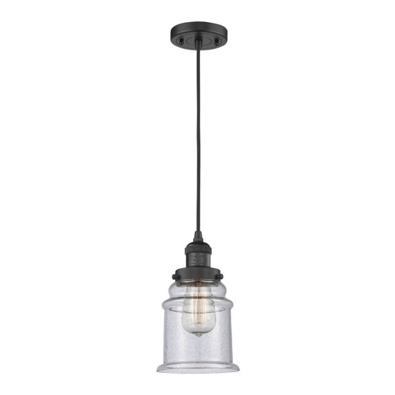201C-BK-G184 Innovations Lighting Canton - 1 Light Cord Hung Mini Pendant In Industrial Style-10 Inches Tall and 6 Inches Wide-Matte Black