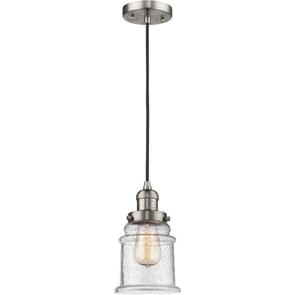 201C-SN-G184 Innovations Lighting Canton - 1 Light Cord Hung Mini Pendant In Industrial Style-10 Inches Tall and 6 Inches Wide-Brushed Satin Nickel
