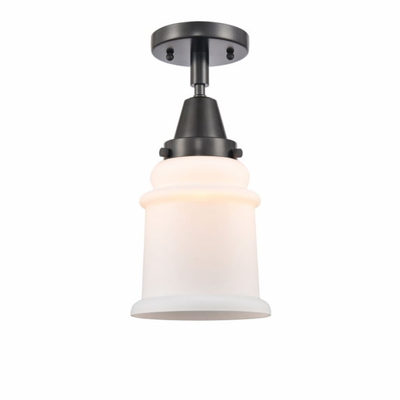 447-1C-BK-G181-Innovations Lighting-Canton - 1 Light Flush Mount In Industrial Style-10 Inches Tall and 6 Inches Wide-Matte Black Finish-Matte White