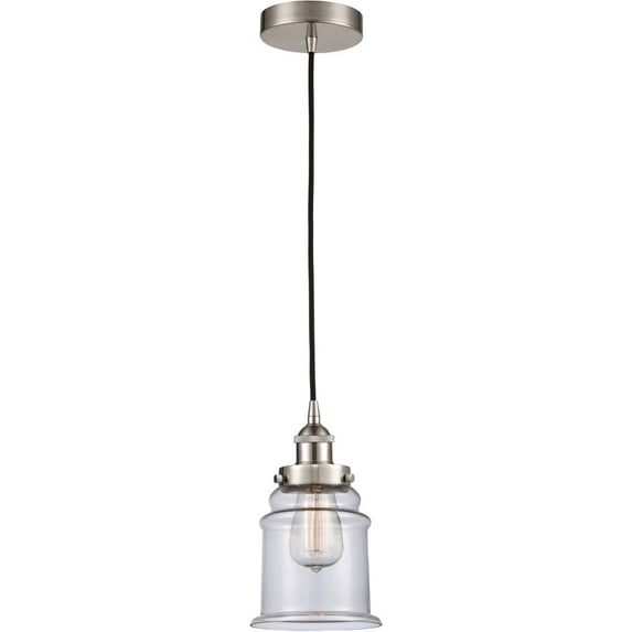 616-1PH-SN-G182 Innovations Lighting Canton - 1 Light Mini Pendant In Industrial Style-10 Inches Tall and 6 Inches Wide-Brushed Satin Nickel