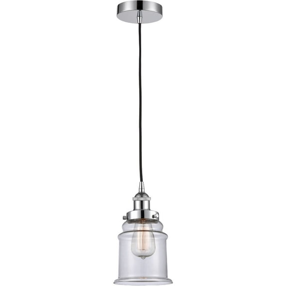 616-1PH-PC-G182 Innovations Lighting Canton - 1 Light Mini Pendant In Industrial Style-10 Inches Tall and 6 Inches Wide-Polished Chrome Finish-Clear