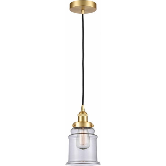 616-1PH-SG-G182 Innovations Lighting Canton - 1 Light Mini Pendant In Industrial Style-10 Inches Tall and 6 Inches Wide-Satin Gold Finish-Clear Glass
