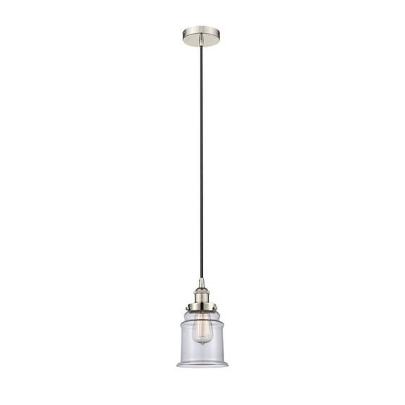 616-1PH-PN-G182 Innovations Lighting Canton - 1 Light Mini Pendant In Industrial Style-11 Inches Tall and 6 Inches Wide-Polished Nickel Finish-Clear