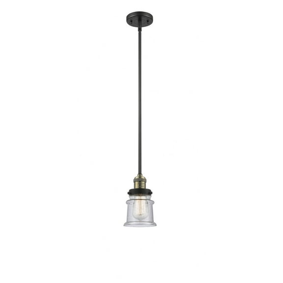 Innovations Lighting  Franklin Restoration Canton - 1 Light 5" Stem Hung Mini Pendant Black Antique Brass/Seedy