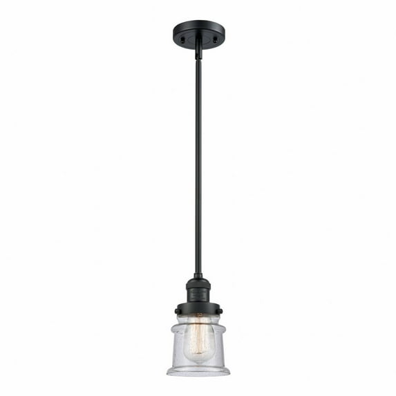 201S-BK-G184S Innovations Lighting Canton - 1 Light Stem Hung Mini Pendant In Industrial Style-8.5 Inches Tall and 5.25 Inches Wide-Matte Black