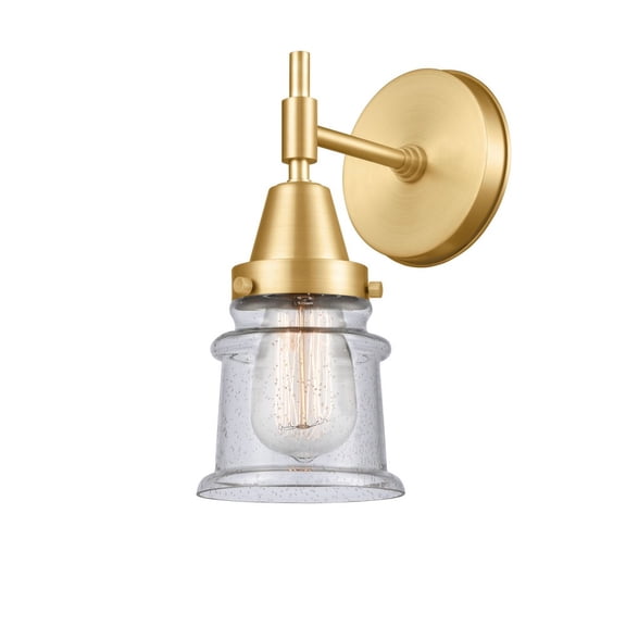 447-1W-SG-G184S Innovations Lighting Canton - 1 Light Wall Sconce-10.75 Inches Tall and 5.25 Inches Wide-Satin Gold Finish-Seedy Glass Color