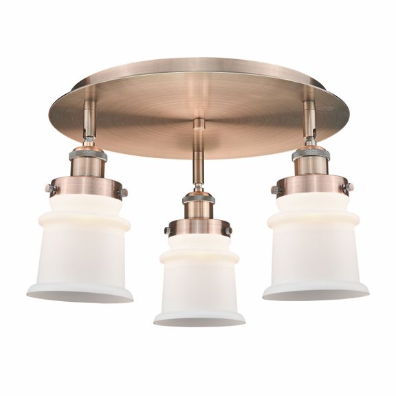 Innovations Lighting Canton - 3 Light 17" Flush Mount Antique Copper/Matte White