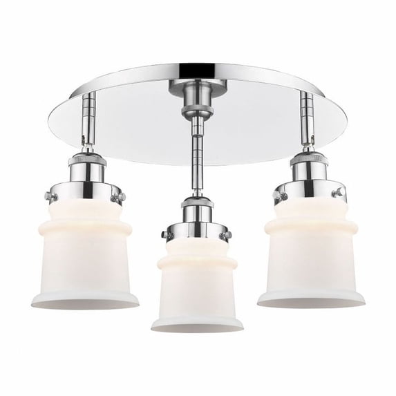 916-3C-PC-G181S Innovations Lighting Canton - 3 Light Flush Mount In Industrial Style-9 Inches Tall and 17 Inches Wide-Polished Chrome Finish-Matte