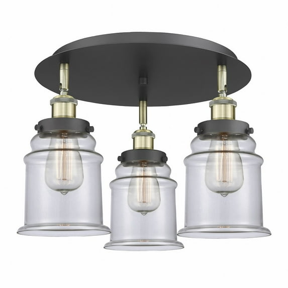 Innovations Lighting Canton - 3 Light 18" Flush Mount Clear/Black Antique Brass