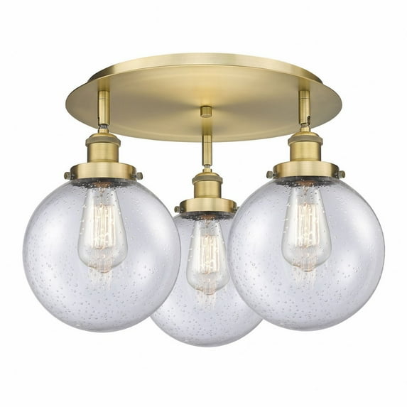 Innovations Lighting Canton - 3 Light 20" Flush Mount Brushed Brass/Seedy