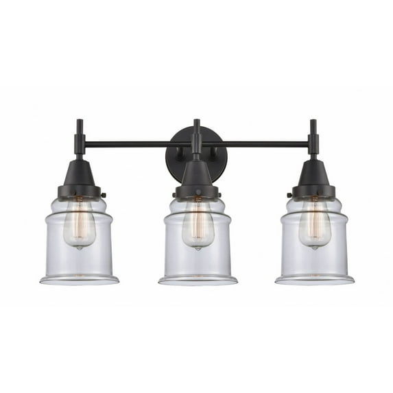 447-3W-BK-G182 Innovations Lighting Canton - 3 Light Bath Vanity-12.5 Inches Tall and 24 Inches Wide-Matte Black Finish-Clear Glass Color