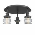 thumbnail image 1 of 916-3C-BK-G184S Innovations Lighting Canton - 3 Light Flush Mount In Industrial Style-9 Inches Tall and 17 Inches Wide-Matte Black Finish-Seedy Glass, 1 of 5