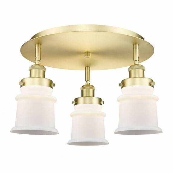 916-3C-SG-G181S Innovations Lighting Canton - 3 Light Flush Mount In Industrial Style-9 Inches Tall and 17 Inches Wide-Satin Gold Finish-Matte White
