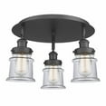 thumbnail image 1 of 916-3C-BK-G182S Innovations Lighting Canton - 3 Light Flush Mount In Industrial Style-9 Inches Tall and 17 Inches Wide-Matte Black Finish-Clear Glass, 1 of 5