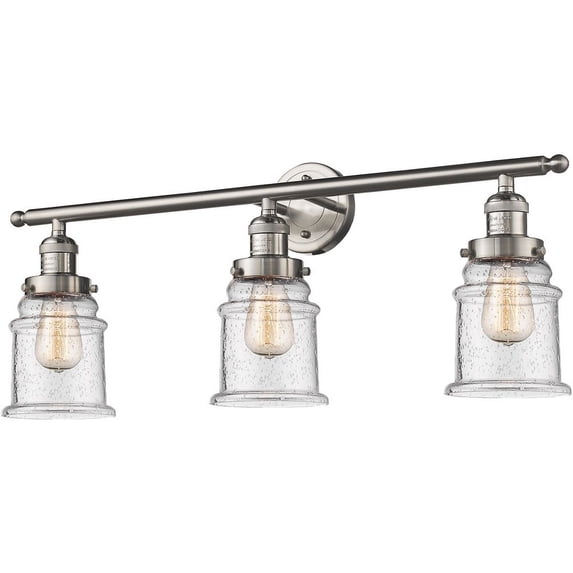 205-SN-G184 Innovations Lighting Canton-Three Light Wall Bracket-30 Inches Wide by 10 Inches High-Brushed Satin Nickel Finish-Seedy Glass Color