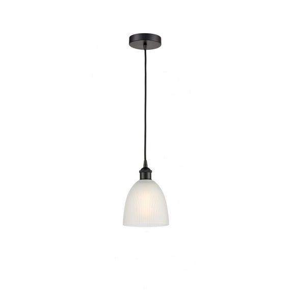 616-1P-BK-G381-Innovations Lighting-Castile - 1 Light Cord Hung Mini Pendant In Industrial Style-9.75 Inches Tall and 6 Inches Wide-Matte Black