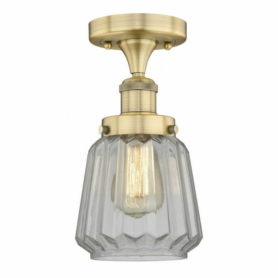 Innovations Lighting Chatham - 1 Light 7" Semi-Flush Mount Clear/Brushed Brass