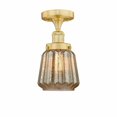 thumbnail image 1 of Innovations Lighting  Chatham - 1 Light 7" Semi-Flush Mount Mercury/Satin Gold, 1 of 5